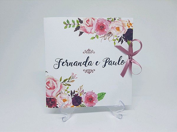 Convite casamento floral rose