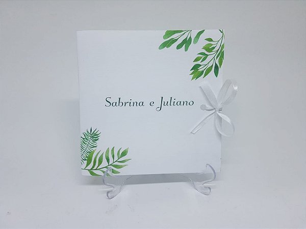 Convite para casamento folhas verdes