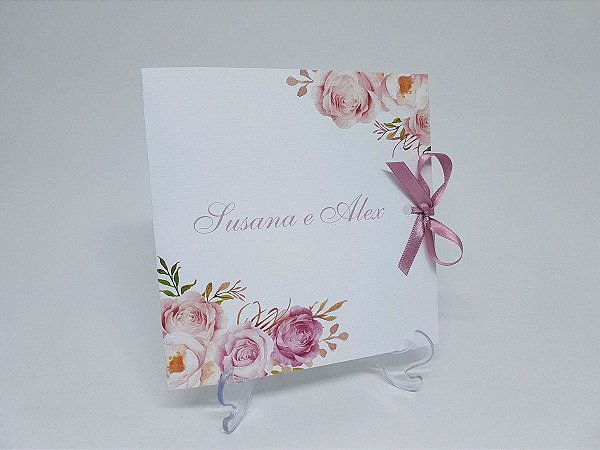 Convite de casamento rose floral