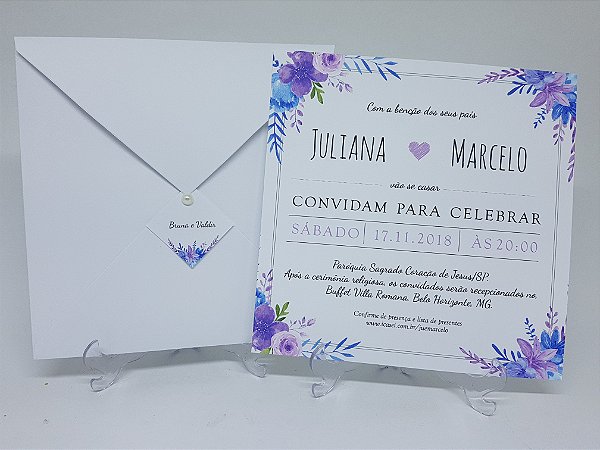 Convite casamento violeta floral