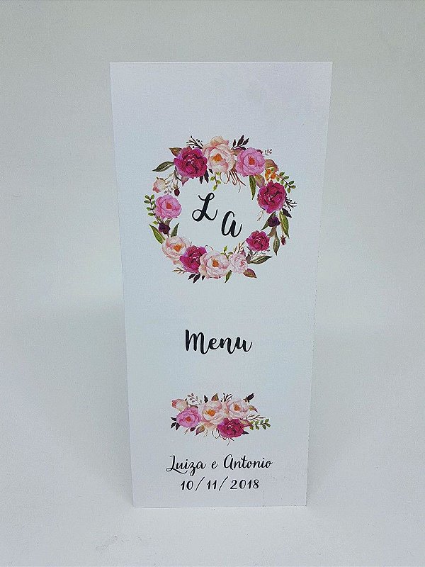 Menu de casamento (cardápio de mesa)