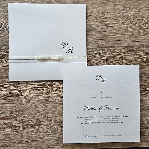 Convite casamento Oferta minimalista branco