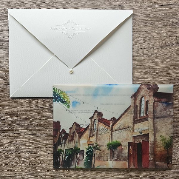 Convite Casamento markatto classico e papel vegetal