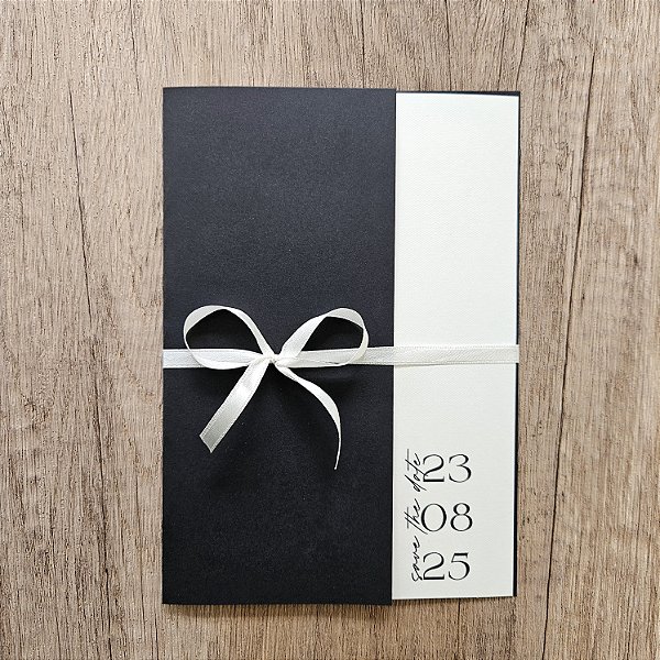 Convite casamento preto e branco moderno