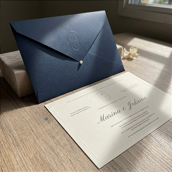 Convite Casamento azul com relevo (opcional)