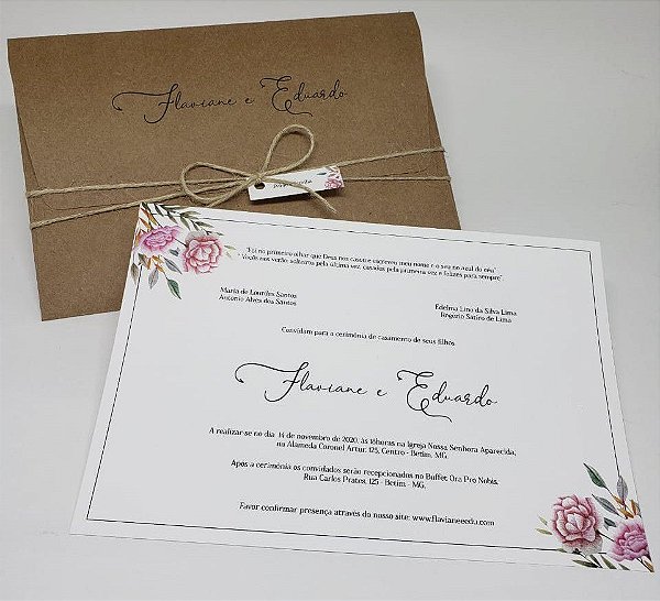 Convite de casamento rustico floral