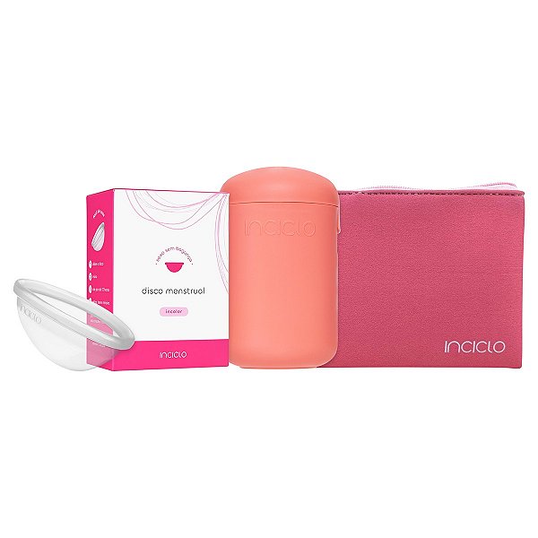 Kit Disco Menstrual + Cápsula Rosa + Necessaire Neoprene Inciclo Rosa