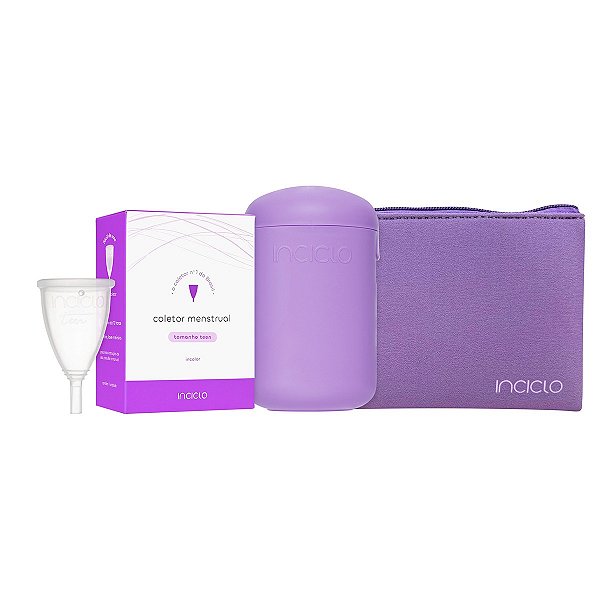 Kit Coletor Menstrual Teen + Cápsula Lavanda + Necessaire Neoprene Inciclo Lavanda
