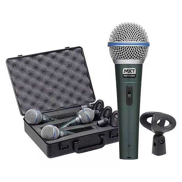 Kit 3 Microfones de Mão Dinâmico MXT Pro BTM-58A