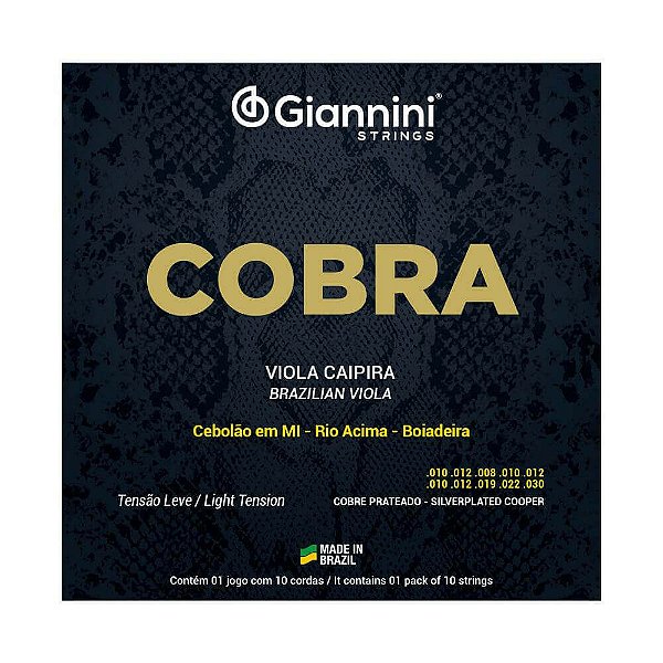 Encordoamento Viola Caipira .010 Giannini Tensão Leve MI GESVL