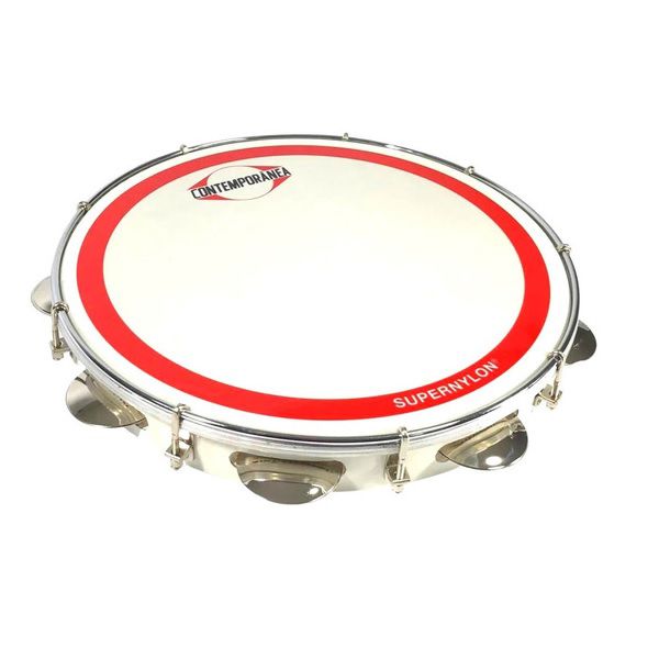 Pandeiro 12" Contemporânea Madeira Super Nylon 40 CTSSNB Branco