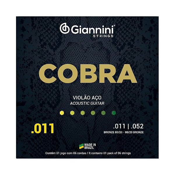 Encordoamento Violão Aço .011 Giannini Cobra CA82SL