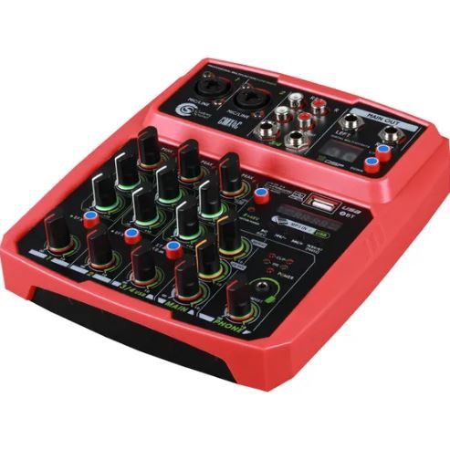 Mesa de Som 04 Canais Custom Sound CMX4C Vermelha