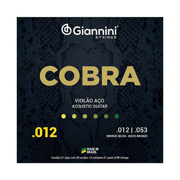 Encordoamento Violão Aço .012 Giannini Cobra CA82L
