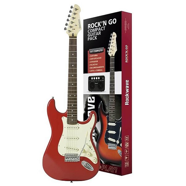 Kit Completo para Guitarrista Iniciante Rockwave RGK50 RD
