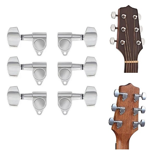 Tarraxa Violão Aço Strinberg AM05CR 3+3 Furação Central