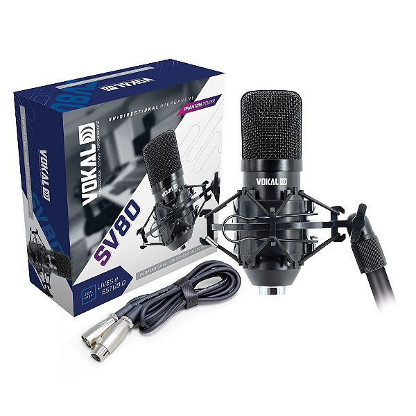 Microfone XLR Condensador Vokal SV80X