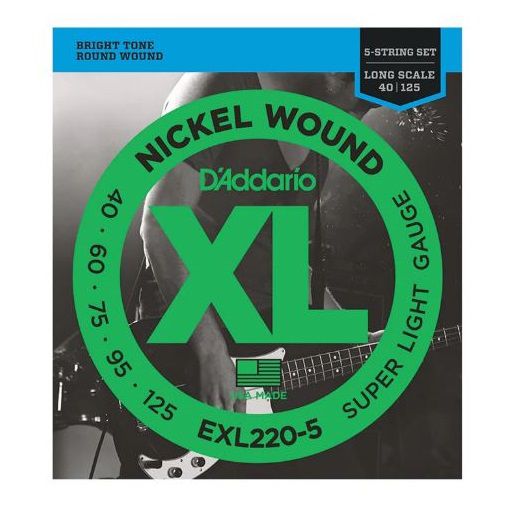 Encordoamento Contrabaixo 5 Cordas .040 D'Addario Super Light EXL220-5