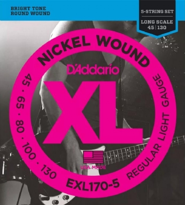 Encordoamento Contrabaixo 5 Cordas .045 D'Addario Regular Light EXL170-5