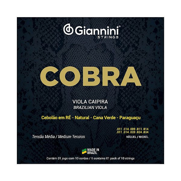 Encordoamento Viola Caipira .011 Giannini Tensão Média Ré GESVNM
