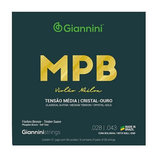 Encordoamento Violão Nylon Giannini MPB Cristal/Ouro .028 GENWG