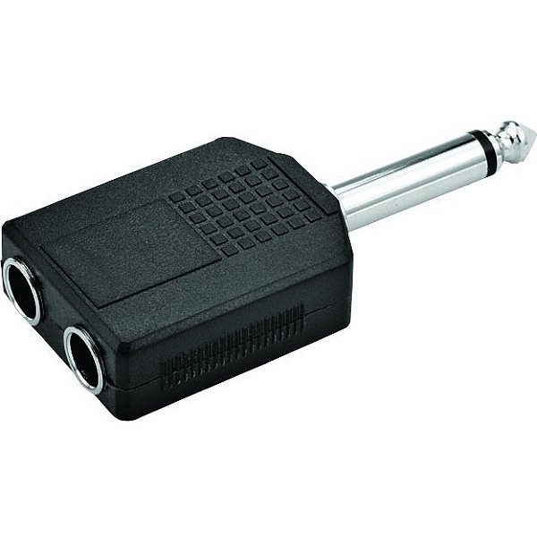 Plug Adaptador 2 P10 Fêmea / 1 P10 Macho Mono Zad Som LL301
