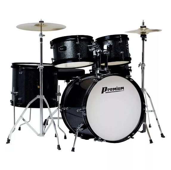 Bateria Acústica 16" Juvenil Premium DX45J Junior BK com Pratos