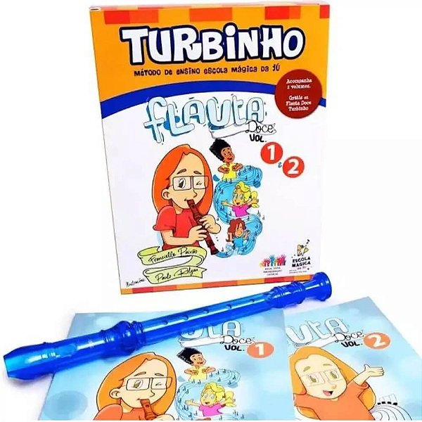 Kit Flauta Doce Germânica Azul + 2 Métodos Escola Mágica da Jú Turbinho