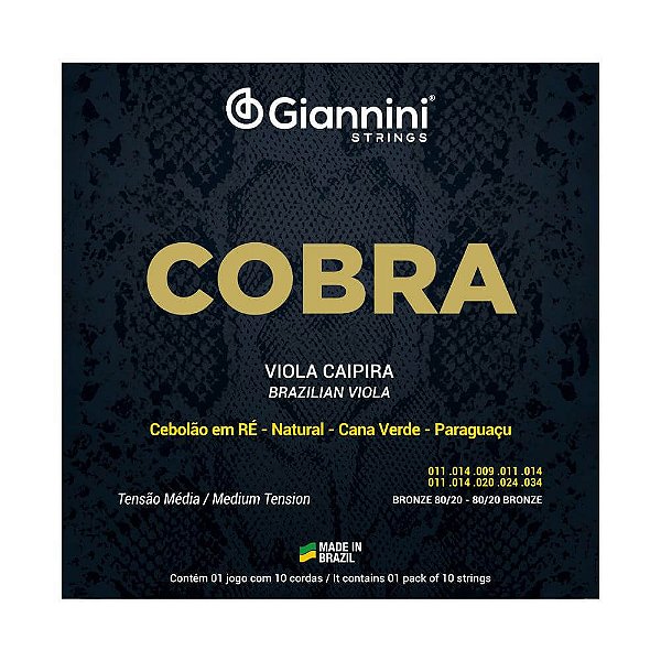 Encordoamento Viola Caipira .011 Giannini Tensão Média Ré CV82M