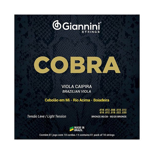 Encordoamento Viola Caipira .010 Giannini Tensão Leve MI CV82L
