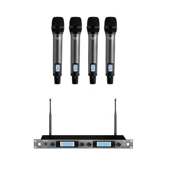 Microfone sem Fio de Mão Quadruplo Karsect KRP4R para Rack 19"