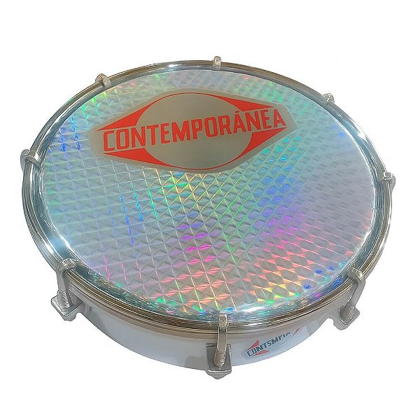 Tamborim 6" Contemporânea Alumínio Pele Holográfica Prata 203CEPR