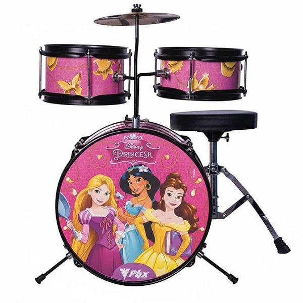 Bateria Acústica Infantil Disney Princesas PHX BID-P2 Rosa