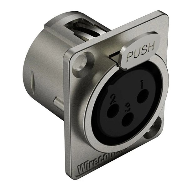 Conector Painel Jack XLR Fêmea Wireconex WC 1023 FP BK NI