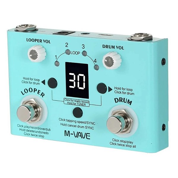 Pedal de Efeito Drum & Looper Lost Tempo M-Vave 797