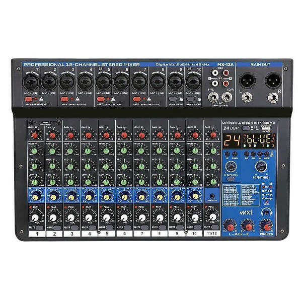 Mesa de Som 12 Canais com Interface MXT MX-12A