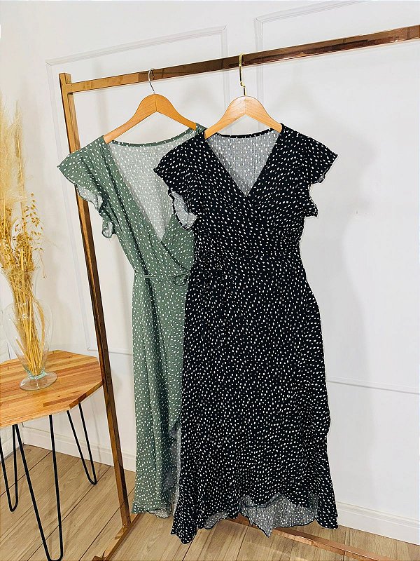 Vestido Transpassado Poá Clara