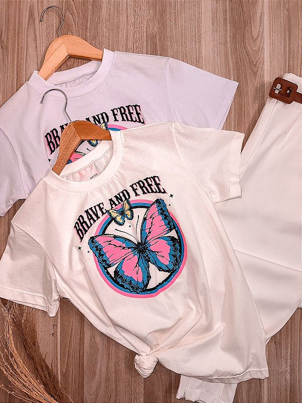 T-shirt Brave and Free Borboletas