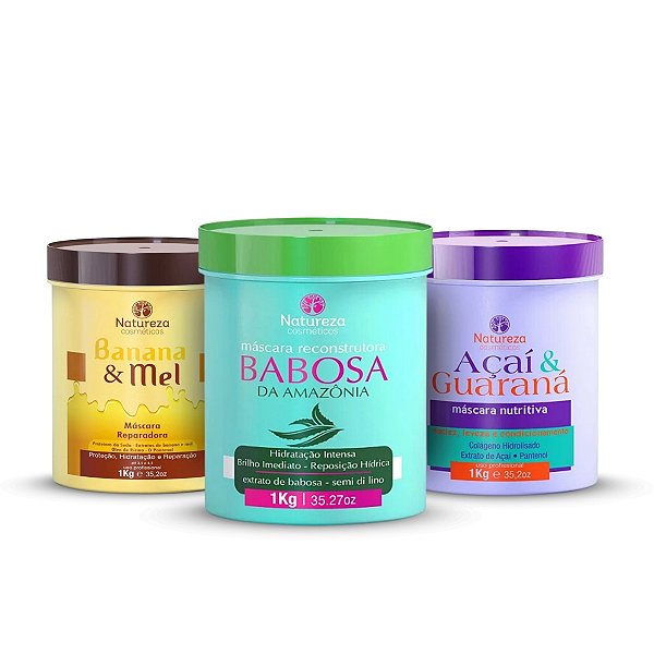 Cronograma Capilar 3x1 Kg Natureza Banana E Mel + Açaí + Babosa