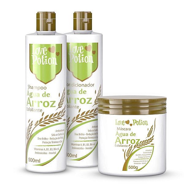 Kit Hidratante Home Care Água De Arroz Love Potion - 3 PASSOS