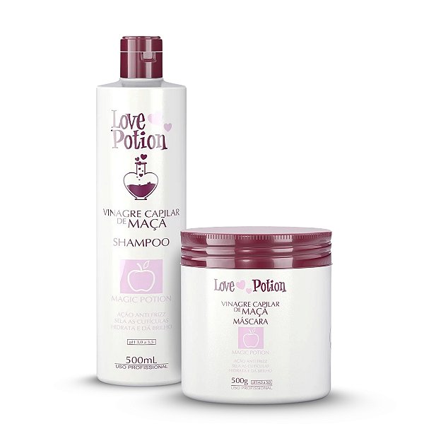Kit Vinagre Capilar De Maçã Brilho Love Potion 2x500ml