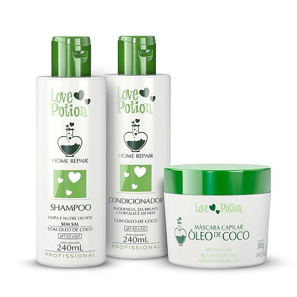 Kit Home Care Repair Óleo De Coco Cronograma Love Potion