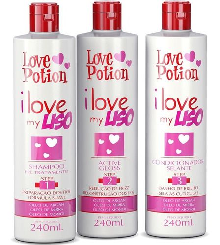 Kit Efeito Liso I Love My Liso 3x240ml Love Potion
