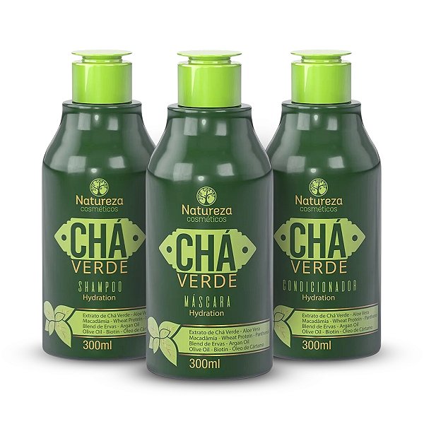 KIT CHÁ VERDE Home Care 3 PASSOS Nutrição Capilar - Natureza Cosméticos