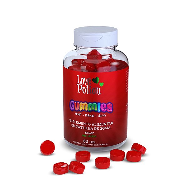 Gummies Melancia - Gomas de Vitamina e Biotina Love Potion - 60 un.