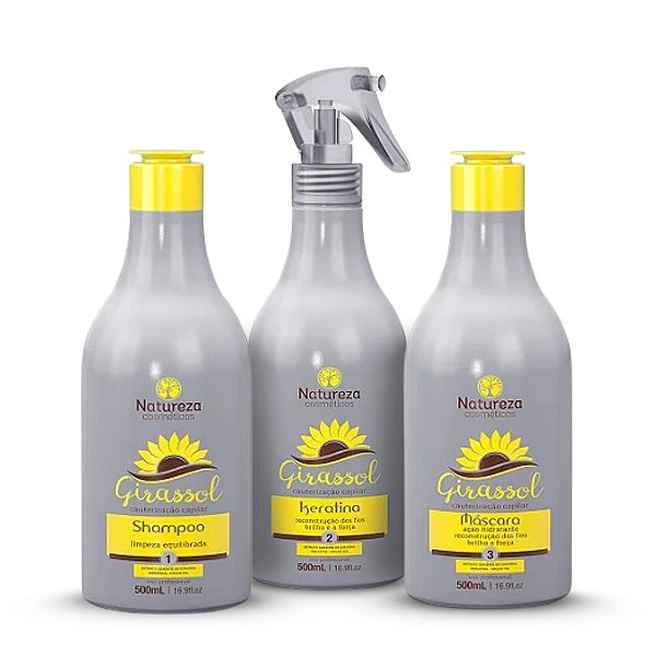 Cauterização De Girassol 3 Passos 500ml Natureza Cosméticos