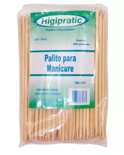 Palito De Madeira Para Manicure Higipratic Pacote 100un