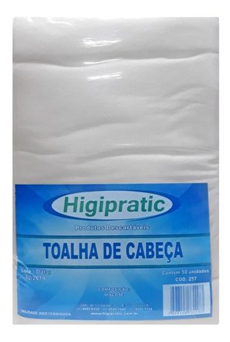 Toalha Cabeça Descartável Higipratic Viscose 50x70cm - 50un