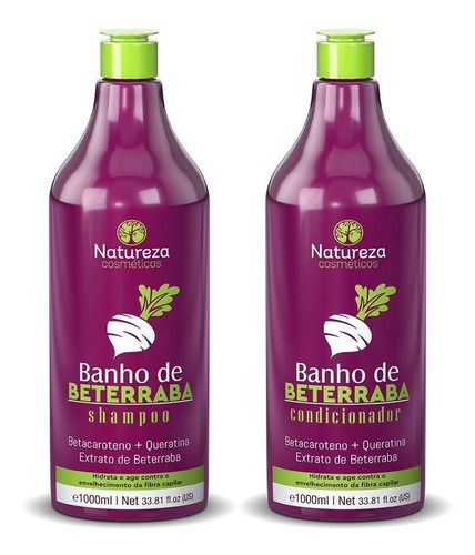 Kit Shampoo E Condicionador De Beterraba 1l Natureza Cosméticos
