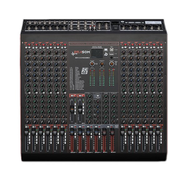 Mesa de Som Brasom Profissional Br-12.6 - 12 Canais e 6 Aux